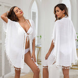 CARDIGAN FRINGE BEACH SWIMSUIT COVER UP_CWMW0643