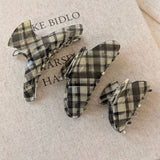 Plaid Claw Clip Retro Arc Hair Grip Accessory_Cwaha07769