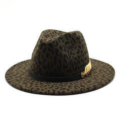 LEOPARD PRINT JAZZ HAT WOOLEN HAT WIDE BRIM HAT_CWAH2581