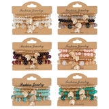 Cwmm10456_Boho Leaf Charm Multi Layer Beaded Bracelet