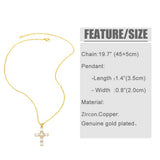 DIAMOND STUDDED PEARL CROSS PENDANT NECKLACE_CWAJE0899