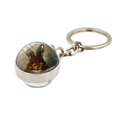 EASTER RABBIT CRYSTAL GLASS BALL PENDANT KEYCHAIN_CWMM0497