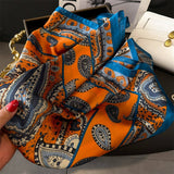 LOTUS PEONY PRINT SATIN SQUARE SCARF FOR SUMMER_CWASC1429