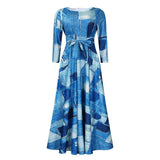 FASHIONABLE LACE UP PRINTED OVERSIZED DRESS_CWDMD3697