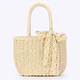 SOLID COLOR CASUAL PAPER ROPE HAND WOVEN BAG_CWAB4704