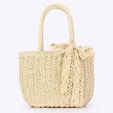 SOLID COLOR CASUAL PAPER ROPE HAND WOVEN BAG_CWAB4704