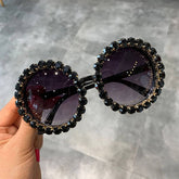 DIAMOND EXAGGERATED ROUND FRAME SUNGLASSES_CWASG0789