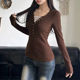 Vintage Lace Patchwork Fake Two T-Shirts