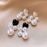 OIL DROP HEART PEARL VINTAGE TASSEL EARRINGS_CWAJE2341