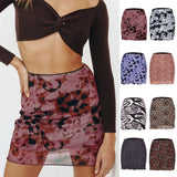 PRINTED MESH SKIRT DOUBLE LAYER SLIM HIP SKIRT_CWAB4794 1