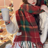 RED FAUX CASHMERE SCARF FOR WINTER CHRISTMAS GIFT_CWASC0139