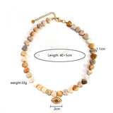 DURABLE STEEL HEART NECKLACE WITH EVIL EYE STONE_CWMM8822