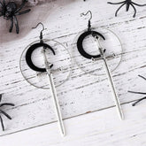 HALLOWEEN ROUND BLACK MOON SWORD EARRINGS_CWAJE1988