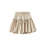 HIGH WAIST A LINE SHORT SKIRT WITH BOW BUDS_CWBMS0317