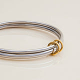 CLASSIC TWO TONE DOUBLE RING BANGLE 18K GOLD_CWAJE4823