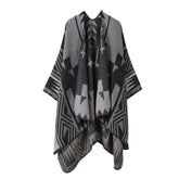 CAPE SHAWL SCARF FAUX CASHMERE JACQUARD SLIT CAPE_CWASC2228