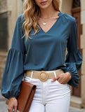 V-neck pullover silk blouse