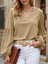 V-neck pullover silk blouse