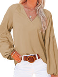 V-neck pullover silk blouse