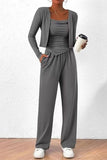 Cwsbsl00033_3 Piece Lounge Set Women Jacket Tank And Pants