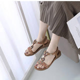 Bohemian Retro Styl Thick Sole Flat Sandals_Cwshs0521