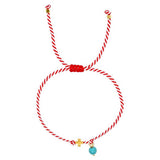White Eyes Turquoise Red And White Rope Bracelet_Cwmm3797