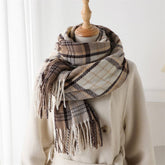 CLASSIC PLAID FRINGE SCARF WRAP FOR COLD DAYS_CWASC2754