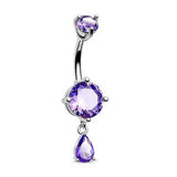 ROUND TEARDROP CZ BELLY RING IN STAINLESS STEEL_CWMM9246