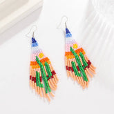 CACTUS PATTERN DANGLE EARRINGS BEADED_CWAJE0771