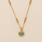 STAINLESS STEEL MULTI LAYERED GEMSTONE NECKLACE_CWMM5733