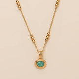 STAINLESS STEEL MULTI LAYERED GEMSTONE NECKLACE_CWMM5733