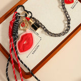 LIP HEART CHARM WITH MIRROR KEYCHAIN BAG DECOR_CWMM7869