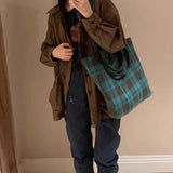 FASHIONABLE ALL MATCH WOOL PLAID SHOULDER HANDBAG_CWAB4099