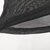 Solid Color Fit Line Neck Gauze Long Sleeve Top