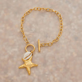 STYLISH 18K GOLD STARFISH SHELL CHARM BRACELET_CWAJE4747