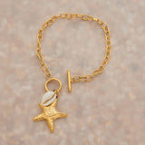 STYLISH 18K GOLD STARFISH SHELL CHARM BRACELET_CWAJE4747