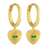 Vintage Love Green Evil Eye Heart Earrings