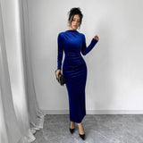 Temperament Solid Color Slim High Waist Dress