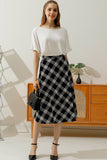 Women Fashion Over Knee Plaid Skirt_Cwbls122