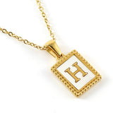18K GOLD STAINLESS STEEL LETTER SHELL NECKLACE_CWAJE0685