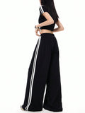 Sporty Wide-Leg Colorblock Relaxed Fit Pants