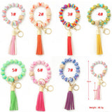 COLORFUL SILICONE BEAD BRACELET WITH WOOD KEYCHAIN_CWAB5103