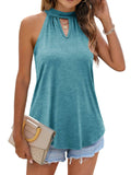 Waistcoat Halter Top Keyhole Sleeveless Shirt