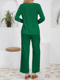 Solid-Color Knitted Jacquard Long Loose Suit