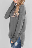 Solid Color Hoodie Crew Neck And Long Sleeves