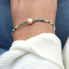 Zebra Camouflage Rice Pearl Single Pearl Bracelet_Cwmm3865