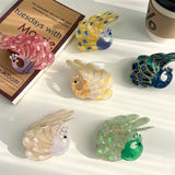 PEACOCK ACETATE HAIR CLAW RHINESTONE CHIC CLIP_CWAHA5900