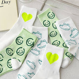 Women'S Middle Tube Cute Smile Pattern Socks_Cwms0513