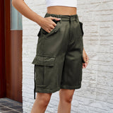 Washed Cargo Cropped Casual Shorts