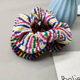 Winter Rainbow White Plush Hair Tie
